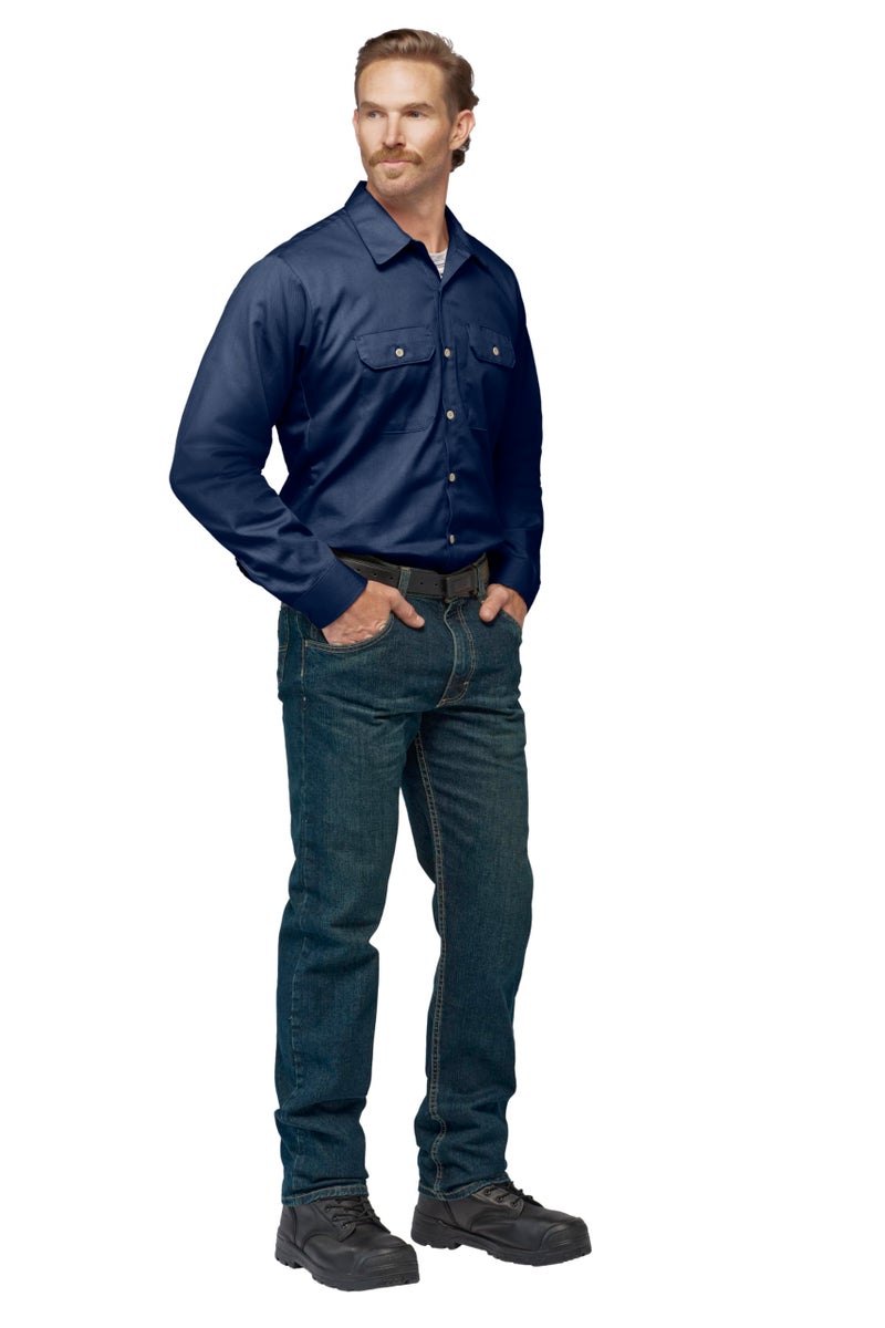Bulwark FR Bulwark Men's Flame Resistant 7 oz Cotton Work Shirt with Sleeve Vent, Navy, 2X-Large - Image 4